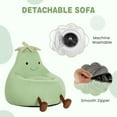 thumbnail image 3 of edx Bean Bag Chair for Kids, Soft Faux Rabbit Fur Fabric, Removable Washable Cover, Eggplant Lazy Chair for Bedroom Living Room, 31 Inch, Green, 3 of 7