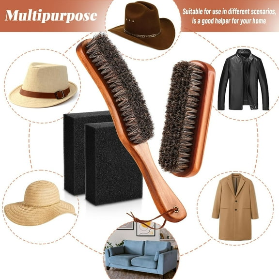 LiBin Hats Hat Brush Clothes Brush for Suits Lint Brush Felt Hat Cowboy Hats Cleaner Lint Roller Wool Cashmere Furniture Pet Hair Cleaning Kit 100% Horsehair Bristle
