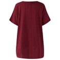 thumbnail image 3 of Camiseta a cuadros Mujer Verano Botón Blusa de manga corta Top suelto, Rojo vino, XL kenally AP001353-16, 3 of 7