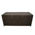thumbnail image 3 of Brown Wicker Patio Deck Box with 113 Gallon Storage and Metal Frame, 3 of 8