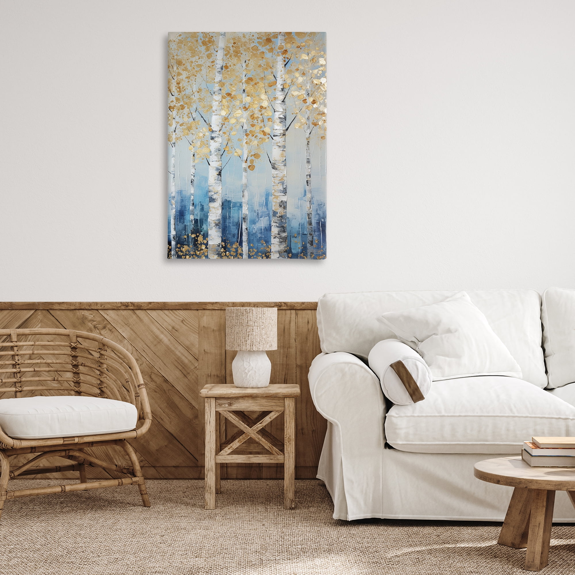 Stupell Industries Autumnal Birch Forest Landscape Painting Gallery Wrapped Canvas Art Print Wall Art, 24 x 36