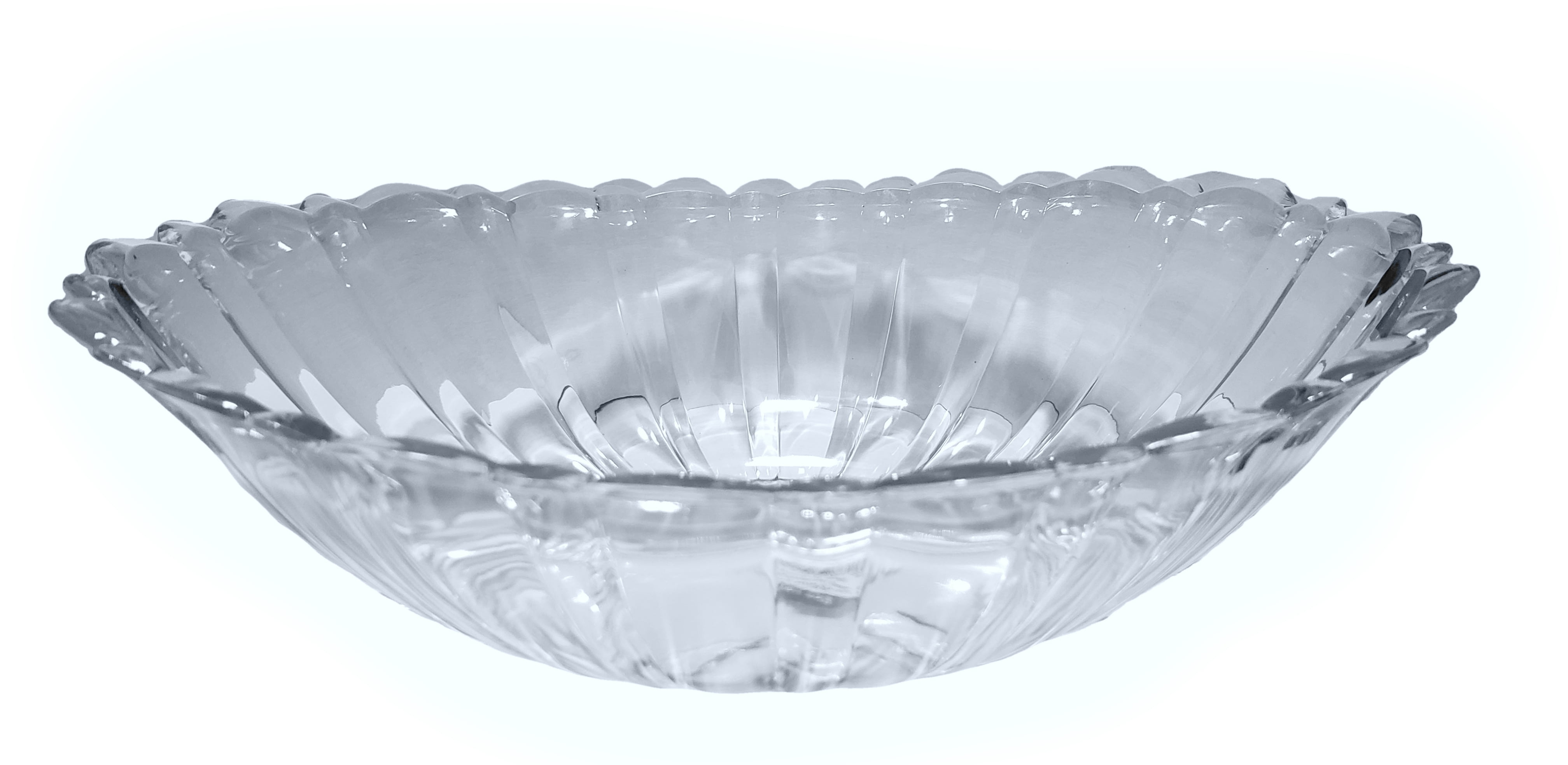 Oval Serving Bowls w//scalloped Edge 2 Clear 10.5 in