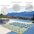 thumbnail image 3 of Modern Mediterranean Outdoor Rug 5x7 Ft - Reversible Patio Rug Outdoor Camping Rugs, Retro Moroccan Tiles Texture Vlue Yellow Indoor Outdoor Area Rugs, Non-Slip Outdoor Carpet Runner for Deck/Porch, 3 of 8