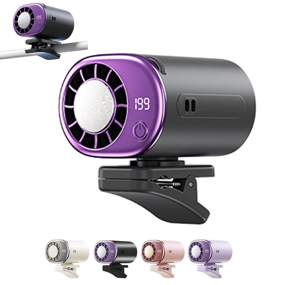 New Car Clip on Air Conditioner Fan with LED Display, 360° Rotatable Mini Cooling Fan 199 Speeds Portable Auto Vehicle Cooler