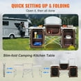 thumbnail image 3 of Camping Kitchen Table,  Aluminum Cook Station 3 Cupboard & Detachable Windscreen, Folding Outdoor Cooking Table with Storage Carrying Bag,Quick Set-up for Picnics, BBQ, RV Traveling, Brown, 3 of 7