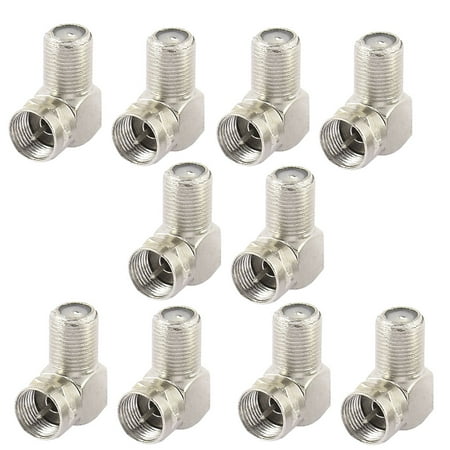 - 10pcs 90 Degree F Type Female to Male RF Coaxial Cord Connector Coupler Adapter