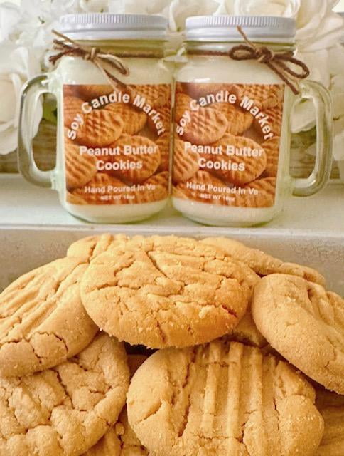 The Soy Candle Market 16 oz Peanut Butter Cookies Scented Container Candles with 85 h Burn Time