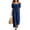 A-Navy, variant on Summer Womens Dress Off Shoulder Ruffled Neckline Short Sleeve & Side Pockets Maxi Dress