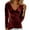 Red, variant on BLVB Womens Long Sleeve Velvet Tops Dressy Elegant Wrap V Neck Ruched Blouses Slim Fitted Casual Work Shirts with Button
