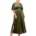 thumbnail image 5 of OSFVNOXV Womens Plus Size Velvet Dresses Vintage Formal High Waist Puff Sleeve Sweetheart Neck Side Split Flowy Maxi Wedding Guest Dress, 5 of 5