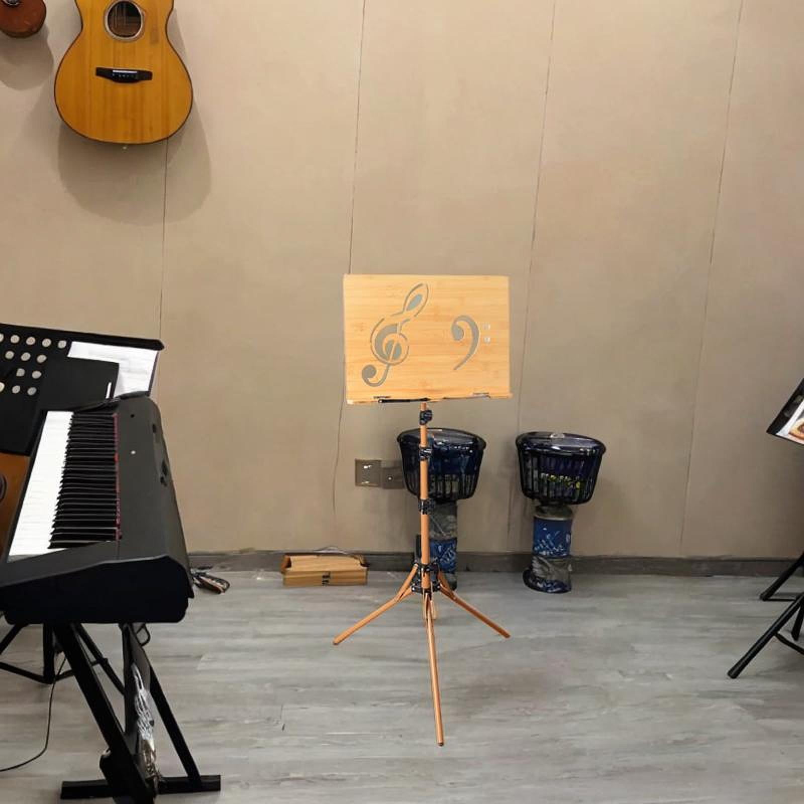 LeeQinersw Wooden Music Stand for Sheet Music Adjustable Height for Lectern Guitar Band with phone clip