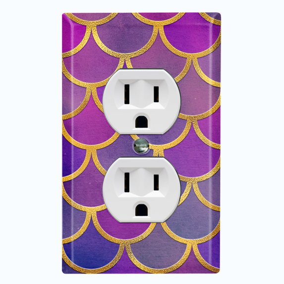 Metal Light Switch Plate Outlet Cover Mermaid Purple MER004