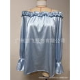 thumbnail image 3 of Black Ruffle Off-Shoulder Blouse for Women, Flowy lamp Sleeve Top with Stretch Fabric, Party & Date Night Essential, 3 of 9