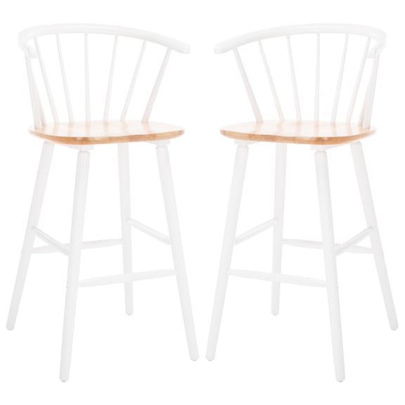 SAFAVIEH Blanchard Bar Stool, Natural/White, Set of 2 (21.7 in. W x 20.5 in. D x 41.5 in. H)