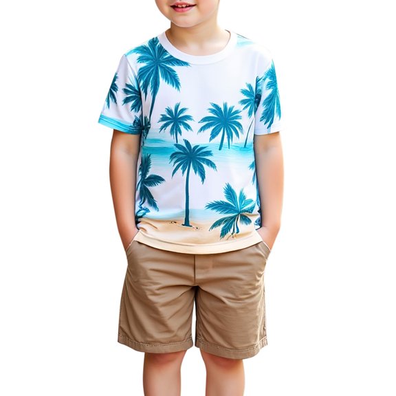YUEHUA Toddler Boys Play Clothes Set 2-Piece Outfit with Cool Graphic Tee and Shorts Soft Breathable Cotton for Summer,Size 3-4 Years