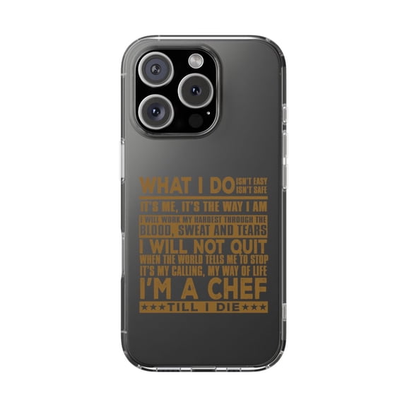 DistinctInk Clear Hybrid Case for Apple iPhone 16 Pro (6.3" Screen) - What I Do Isn't Easy - Tempered Glass Back