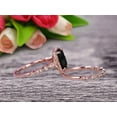thumbnail image 3 of Bridal Set 2.50 Carat Cushion Cut Black Diamond Moissanite Engagement Ring Set On 10k Rose Gold Art Deco Style Anniversary Gift, 3 of 6