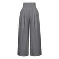 thumbnail image 5 of Women Pants Fashion Linen Pants High Waisted Wide Leg Pants Loose Fit Palazzo Bohemian Casual Beach Trendy Trouses With Two Pockets Female Trousers Daily Casual Stylish, 5 of 6