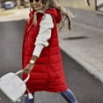 thumbnail image 4 of Women's Long Down Vest Sleeveless Hooded Jacket Plus Size Winter Warm Slim Zipper Coats Outdoor Puffer Quilted Vest, 4 of 8