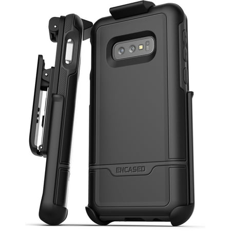 Encased Galaxy S10e Belt Clip Protective Holster Case (2019 Rebel Armor) Heavy Duty Rugged Full Body Cover w/ Holder (Black) For Samsung Galaxy S10 (Best Body Armor 2019)