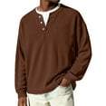 thumbnail image 2 of OIOLOYJM Polo Shirts for Men Casual Button Solid Color Golf Shirt Lightweight Long Sleeve T Shirt Fashion Soft Collared Tops Coffee 2XL, 2 of 5