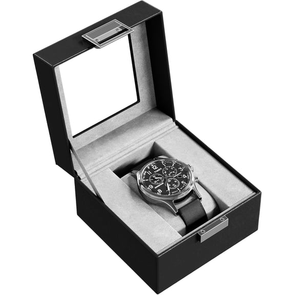 ProCase Single Mens Watch Case, Watch Display Case with Glass Lid -1 Slot, Black