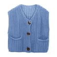 thumbnail image 1 of Women's Sleeveless Solid Color Pocket Button Knit Cardigan Vest Short Outerwear For Spring And Summer, 1 of 7