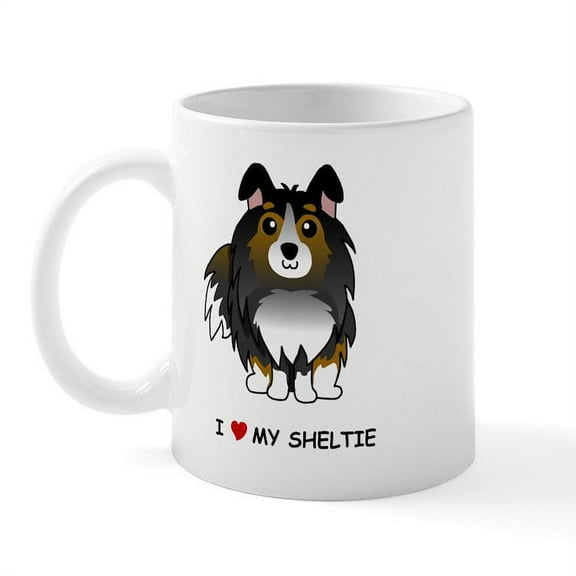 CafePress - Tri Color Sheltie Mug - 11 oz Ceramic Mug - Novelty Coffee Tea Cup