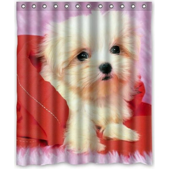 YUSDECOR The Pet Dog Series&Pound;猥珻ute Lovely Poodle Dog Waterproof Shower Curtain Set with Hooks Bathroom Accessories Size 60x72 inches