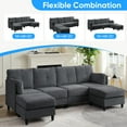 thumbnail image 2 of MUZZ U Shaped Sectional Sofa, 6-Seats Sofa with Chaises, Corduroy Sofa for Living Room - Dark Grey, 2 of 5