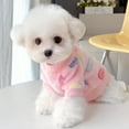 thumbnail image 5 of STHRGFHY Soft Winter Dog Sweater,Pet Clothing for Autumn and Winter,Dog Sweater with Pink Hearts and Blue Paw Prints,Includes A Leash,Dog Sweater for small dog,Warm Fleece Pullover(Pink L), 5 of 9