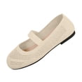 thumbnail image 2 of Women's Solid Color Mesh Mary Jane Flats, Breathable Knit Slip-On Casual Shoes for Everyday and Office Wear Beige 40, 2 of 5
