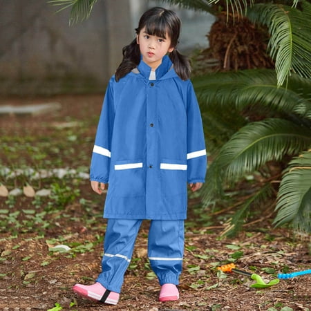 

Hunpta Children s Boys Girls Button Rain Jacket Hooded Windproof Raincoat Kids Long Sleeve Hoodie Trench Pants Outfits