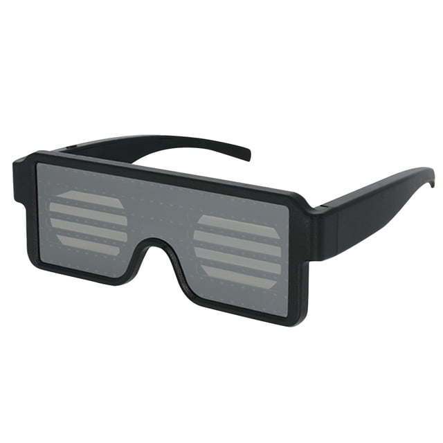 OULII 1Pc USB Charging LED Flashing Glasses Black Plastic with Shutter Design and Multiple Light Modes