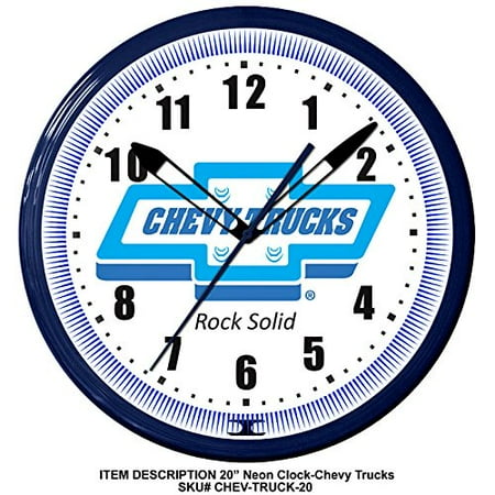 Rock Solid Imports Chevy Trucks Rock Solid Chevrolet Truck Emblem Neon Wall Clock 20
