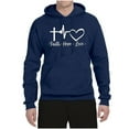 thumbnail image 2 of Wild Bobby, Faith.Hope.Love Heart Beat, Inspirational/Christian, Unisex Graphic Hoodie Sweatshirt, Navy, Small, 2 of 4