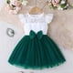 thumbnail image 2 of Odeerbi 2-8 Años Niñas Color Bloque Encaje Tul Vestido Manga de Ruffle Cintura Arco Vestido de Princesa de Línea A Para La Boda Cumpleaños, 2 of 7