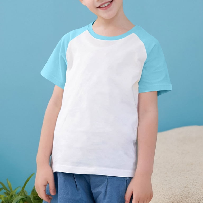 Lovzfmll Boys & Girls Solid Color Raglan Short Sleeve Tee, Casual