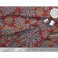 thumbnail image 3 of Soimoi Red Japan Crepe Satin Fabric Snow Flakes Floral Decor Fabric Printed Yard 42 Inch Wide, 3 of 3