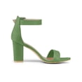 thumbnail image 4 of BLISSFUL STEP Women's Shoes Ankle Strap Block Heel Buckle Open Toe Sandals Olive Green 11, 4 of 8