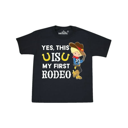 

Inktastic Yes this IS my First Rodeo- cowboy in hat and boots Youth T-Shirt