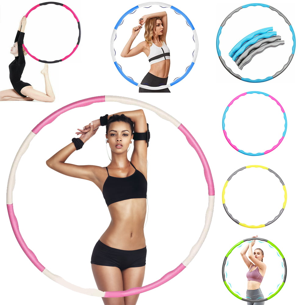 SPSH Weighted Hoola Hoop 8 Sections Adjustable Detachable Stainless Steel Core Exercise Hoop Wrapped by High-Density Foam 2.7 Pounds Hula Adult Workout Fitness Hoop for Beginners and Professionals 