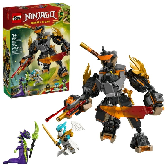 LEGO NINJAGO Cole’s Mission Mech & Dragon Zane Building Toy for Boys, Girls & Kids, Ages 7  - Poseable Mech W/Cole, Acid Monster, & Zane Minifigures for Pretend Play - Gift Idea for Birthdays - 71854