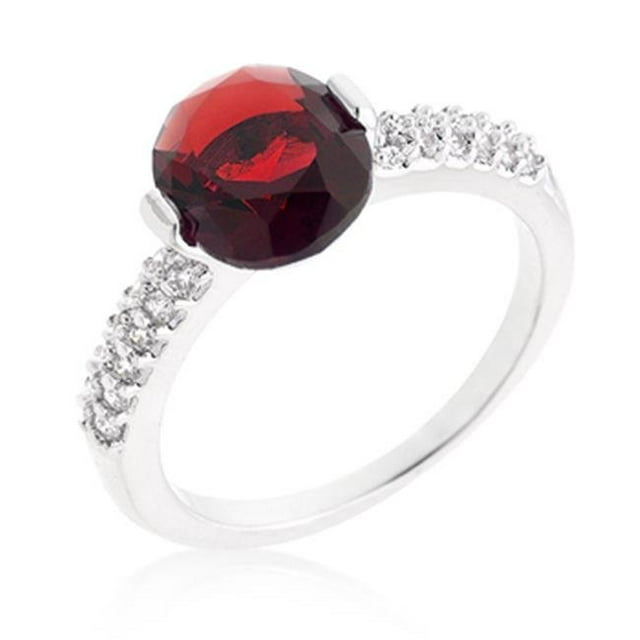 Kate Bissett R08350R-C10-05 Red Oval Cubic Zirconia Engagement Ring - Size 05
