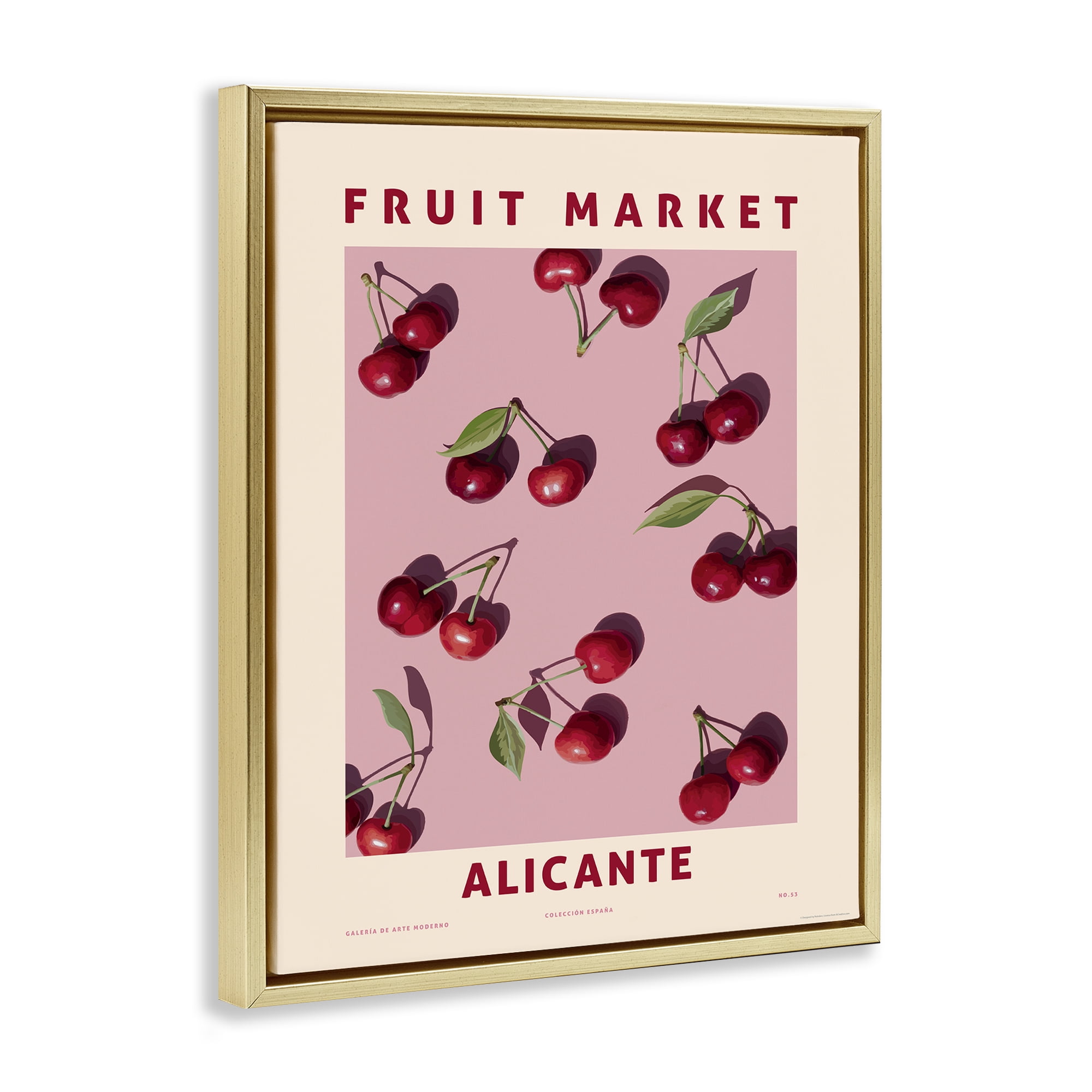 Stupell Industries Fruit Market Cherries Food & Beverage Painting Gold Floater Framed Canvas Art Print Wall Art, 17 x 21