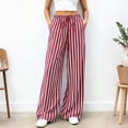 thumbnail image 3 of Bbyeadc Women's Striped Flared Pants Waist Tie Loose Oversized Leg Soft Daily Wear Relaxed Trousers with Side Pockets,Red (S), 3 of 6