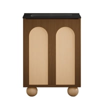 Plaisir II 24" Freestanding Bathroom Vanity in Brown Oak with Black Sink Top