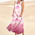 thumbnail image 1 of ICHUANYI Clearance Womens Summer Casual Round Neck Beach Pockets Sleeveless Printed Dress(Pink, XXL) ICHUANYI WER2023080811651, 1 of 4
