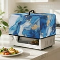 thumbnail image 3 of Whosucclay Blue Marble Print Microwave Oven Cover Microwave Oven Grill Cover Protector Kitchen Small Appliance Protector Dust Protection Kitchen Decor 18.25" x 14.5" x 11"inches-S, 3 of 7