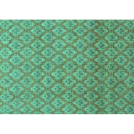 Ahgly Company Machine Washable Indoor Rectangle Abstract Turquoise Blue Modern Area Rugs, 7' x 10'